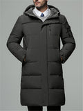 Men's Casual Simple Style Cozy Solid Color Warm Hooded Down Coat