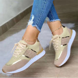 Women's Classic Thick Sole Patchwork Lace Up PU Sneakers