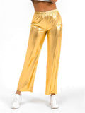 Women's High Waist Straight Leg Bright Metallic Pants