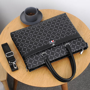 Stylish High-end Black Plaid Print Men's Office Handbags