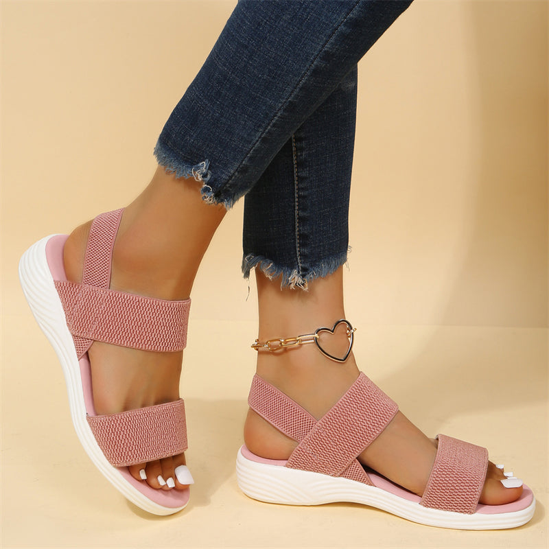 Female Casual Sports Elastic Band Super Light Thick Sole Sandals