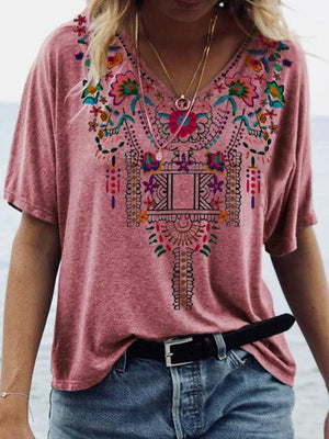 V Neck Boho Shirts Blouses