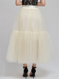 Casual Graceful Multiple Layers Solid Color Free Size Tulle Skirts