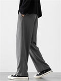 Spring Solid Ice Silk Cozy Straight Leg Smooth Male Pants