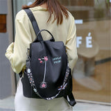 Floral Embroidered Large Capacity Anti-Theft Design Backpack Shoulder Bag Two-Way To Carry