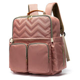 Multi-Functional Top-Handled Quilted Gold-Tone Hardware Mother-Baby Backpack