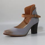 Stylish Ankle Strap Chunky High Heel Shoes