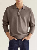 Men's V-neck Long Sleeve Polo Shirt for Autumn