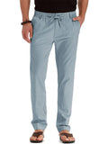 Men's Elastic Drawstring Waistband Casual Straight Cotton Pants