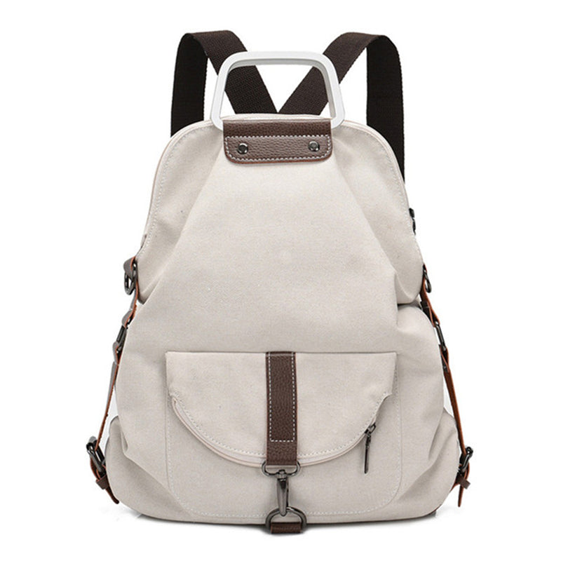 New Canvas Zipper Up Metal Handle Designer Backpack