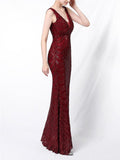 Shiny Sequin Mermaid Backless Formal Gowns