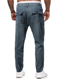 Men's Classic Straight Leg Mid Waist Cozy Office Blue Jeans