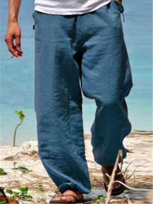 Soft Cotton&Linen Elastic Waist Beach Pants