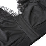 Wireless Rose Lace Front Zip Soft Cotton Lining Sleep Bras - Black