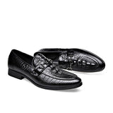 Men's Classic Crocodile Pattern Gentleman Business Slip On Dress Shoes