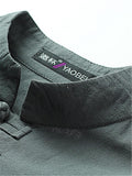 Mens Vintage Stand Collar Solid Color Cotton&Linen Robes