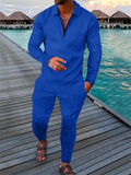 Spring Holiday Men's Lapel Quarter-Zip Pullover Fashion Sets