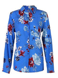 New Casual Fashion Long Sleeve Printed Lapel Women's Blouses