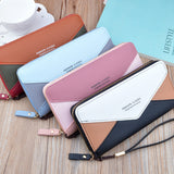 Women's Stylish Color Block Long Handbags