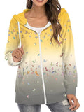 Casual Printed Zipper Long Sleeve Hoodies