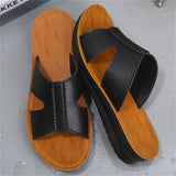Summer Plus Size Soft Genuine Leather Women Sandy Beach Slippers