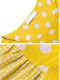 Vintage Style Scoop Neck Polka Dot Long Sleeve Pleated Maxi Dress