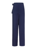 Minimalist Style High-Rise Side Tie Up Pocket Cotton Linen Pants