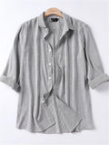 Loose Casual Comfy Striped Full Buttons Long Sleeve Shhirts