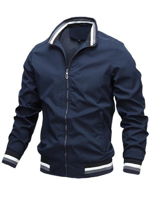 Men's Stand Collar Zip Up Slim Fit Casual Sports Jacket