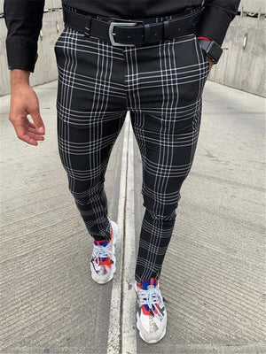 Casual Fashion Stripe And Plaid Design Solid Color Straight-Leg Pants