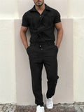 Stylish Summer Men's Oversized Short Sleeve Zipper Jumpsuits