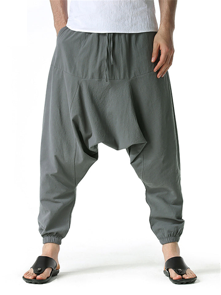 Cotton Linen Loose Joggers For Men