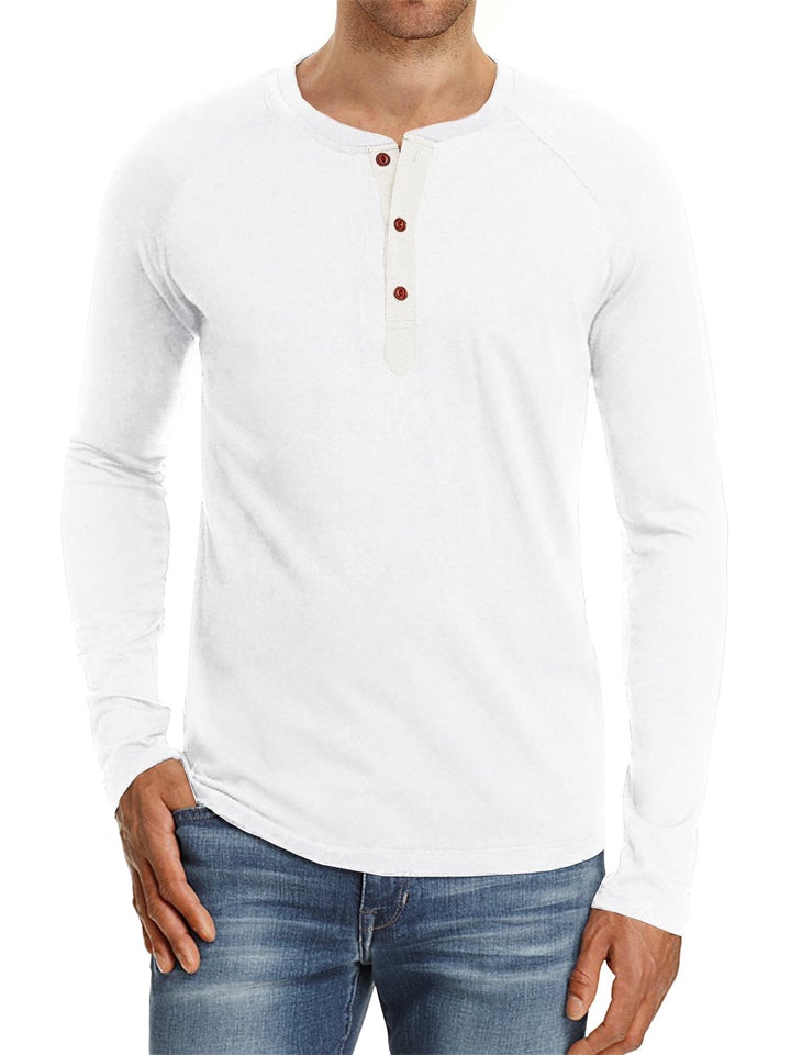 Casual Daily Wear Round Collar Long Sleeve Undershirts T-shirts For Men
