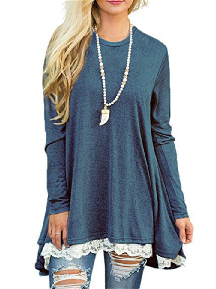 Elegant Lace Hem Oversized Shirt Outfit