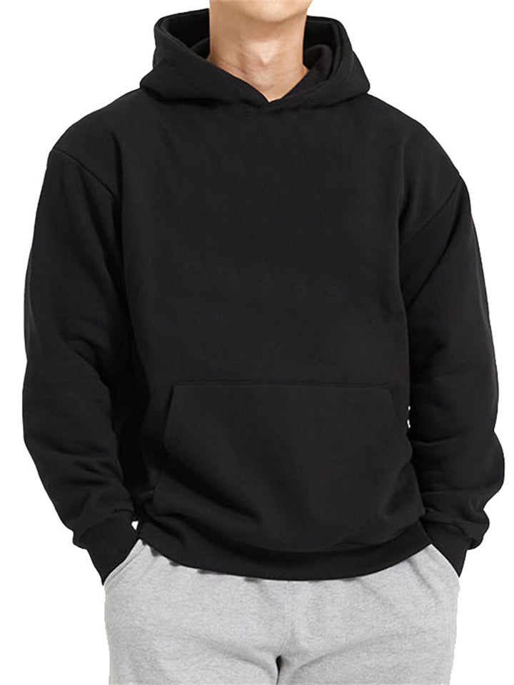 Trendy Sports Large Pockets All Match Black Hoodie Mens