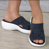 New Solid Color Wedge Mesh Breathable Open Toe Female Outdoor Platform Slippers