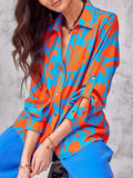 Spring Autumn Extra Loose Contrast Color Floral Elegant Lady Blouses
