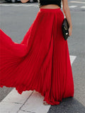 Graceful Solid Color High Waist Swing Skirts