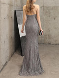 Shiny Halter Neck Full Length Womens Ball Dresses