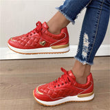 Women's Lace Up Thick Sole Flat Running Shoes