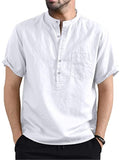 Solid Color Short Sleeve Shirts With Pocket