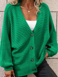 Women's Stunning Simple Baggy V Neck Button Knit Sweaters