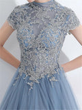 Gorgeous Applique Back Cutout Lace Ball Gown for Prom