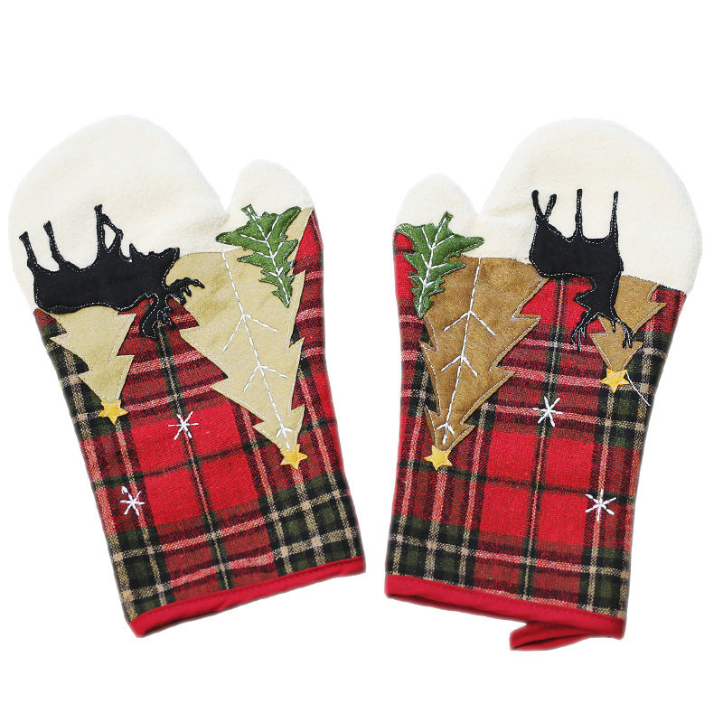 Festive Casual Plaid Pattern Christmas Oven Gloves