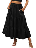 Casual Solid Color Swing Skirts With Pockets