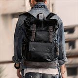 Men's British Style Zipper Adjustable Shoulder Strap PU Backpacks