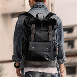 Men's British Style Zipper Adjustable Shoulder Strap PU Backpacks