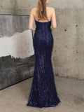 Shiny Halter Neck Full Length Womens Ball Dresses