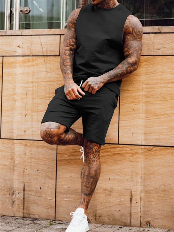 Men's Casual Vest + Knee Shorts Sports Set