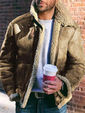 Extra Comfortable Front Zip Up Faux Fur Lapel Collar Coat